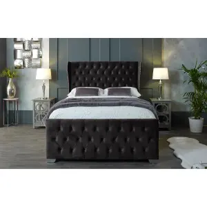 Colleen Plush Velvet Black Bed Frame