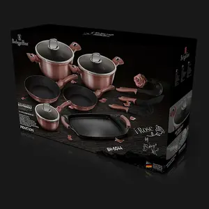 Berlinger Haus 12 Pcs Cookware Set Grill Rose No Stick Pots Pans Induction Tools