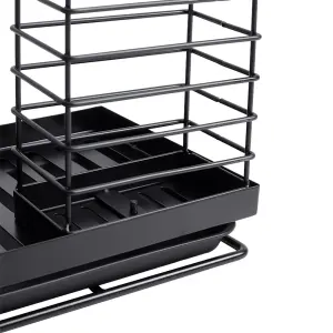 Black Stainless Steel Sink Organizer with Drain Tray