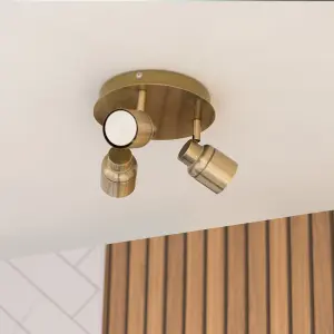 ValueLights Benton Gold Bathroom Ceiling Plate Spotlight