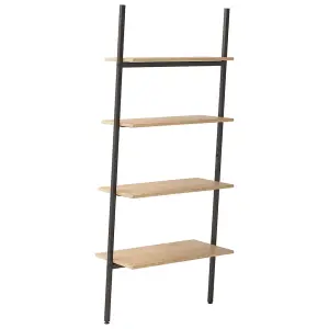 Berkfield 4-Tier Leaning Shelf Light Brown and Black 64x34x150.5 cm