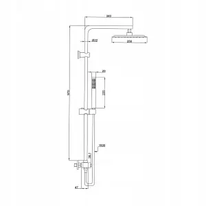 Invena Square Rainfall Black Brass Shower Column Wallmounted Thermostatic Mixer