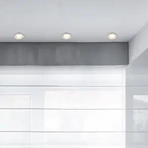 ValueLights Modern Fire Rated Brushed Chrome GU10 Recessed Ceiling Downlight/Spotlight - Includes 5w LED Bulb 6500K Cool White