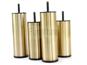 4 Metal Furniture Legs Brushed Brass Feet M8 Chairs Sofas Stools Beds Cabinets 120mm High