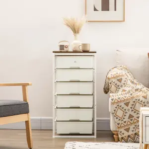 HOMCOM Chest of Drawers, 6 Drawer Unit Storage Chest Bedroom Living Room White