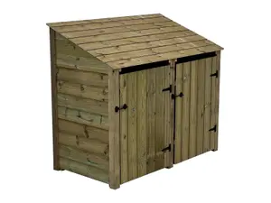 Wooden Premium Tongue & Groove Log Store (W-146cm, H-126cm, D-88cm With doors, With Kindling Shelf