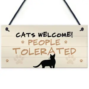 Funny Cat Gift Welcome Sign For Cat Lovers Women Home Decor Animal Sign Pet Gifts