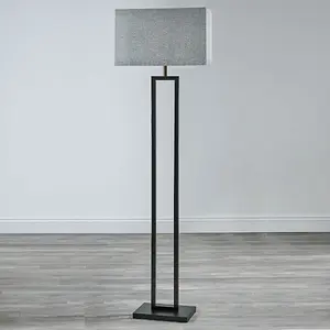 Walsten Black Floor Lamp with Grey Shade