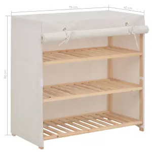 Berkfield Shoe Cabinet with Cover White 79x40x80 cm Fabric