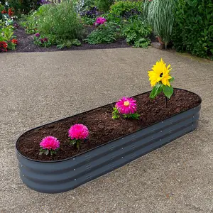 Woodside Raised Garden Bed Kit, Powder Coated Grey