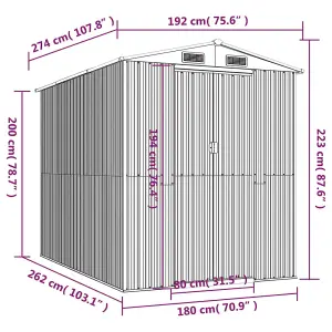 Berkfield Garden Shed Light Brown 192x274x223 cm Galvanised Steel