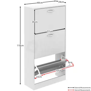 Vida Designs 3 Drawer Shoe Storage Cabinet White