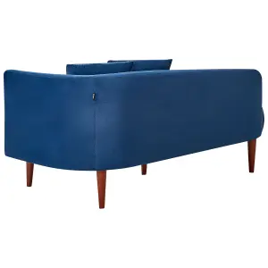 Right Hand Velvet Chaise Lounge Blue CHAUMONT