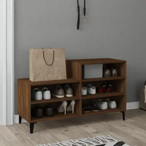 Berkfield Shoe Cabinet Brown Oak 102x36x60 cm Engineered Wood