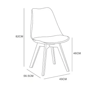 Single Dining Chair with Solid Wooden Legs and Seat Cushion Pad - Eva by MCC