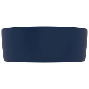 Berkfield Luxury Wash Basin Round Matt Dark Blue 40x15 cm Ceramic