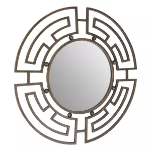 Interiors by Premier Jalal Bronze Metal Frame Round Wall Mirror