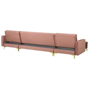 U-Shaped Sofa with Ottoman ABERDEEN Pink Velvet Symmetrical