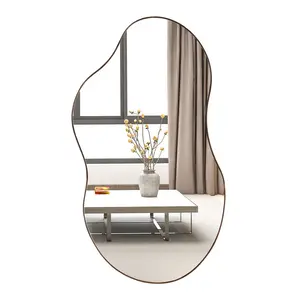 Asymmetrical Metal Framed Wall Accent Mirror Brown / 81.3cm H x 55.1cm W