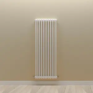 Vertical White Double Column Radiator (H) 1500mm x (W) 560mm, 6245 BTU.