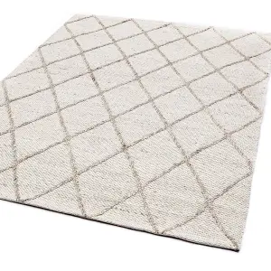 Cream Modern Luxurious Handmade  Geometric Easy to Clean Rug For Bedroom LivingRoom and Dining Room -240cm X 330cm