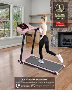 REKA Fitness Pink Home Motorised Treadmill, FitShow APP, Walk / Run, 12kph