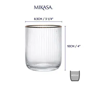 Mikasa Sorrento Ridged Crystal Set of 4 400ml Tumbler Glasses