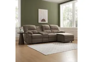 Jacob 3 Seater Manual Recliner Sofa With Right Hand Chaise, Brown Linen