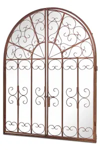 MirrorOutlet Metal Arch Decorative Window opening Garden Mirror 89x70cm