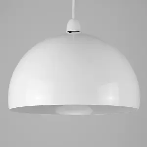 ValueLights Modern Gloss White And Grey Metal Dome Ceiling Pendant Light Shade