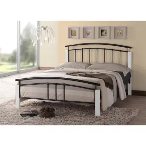 Black Metal & White Beech Bed Frame - Single 3ft