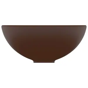 vidaXL Luxury Bathroom Basin Round Matt Dark Brown 32.5x14 cm Ceramic