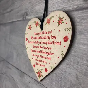 Anniversary Gift For Husband Wife Boyfriend Girlfriend Wooden Heart Thank You Plaque