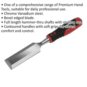 Premium 38mm Hammer-Thru Wood Chisel with Bevel Edged Blade in Chrome Vanadium Steel