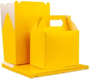 10Pcs yellow Colour Cardboard Lunch Takeaway Birthday Wedding Carry Meal Food Cake Party Box Childrens Loot Bags