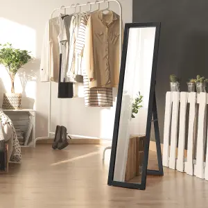 Costway Full-length Wood Frame Mirror Freestanding/Wall Mounted Mirror for Cloakroom