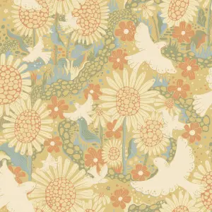 Galerie Sommarang 2 Yellow Dromma Scandinavian Folk Art Wallpaper Roll