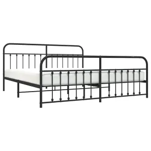 Berkfield Metal Bed Frame with Headboard and Footboard Black 200x200 cm