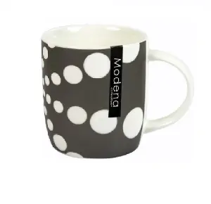 Set of 4 Matt Metallic Polka Dot Spotty Drinking Mugs 12oz New Bone China