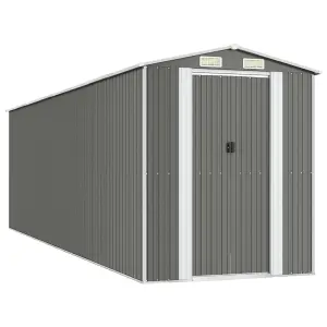 Berkfield Garden Shed Light Grey 192x689x223 cm Galvanised Steel