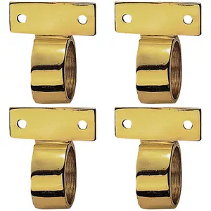 4 PACK - Vertical Fixed Ring Sash Window Lift Handle 44 x 12mm 25mm Dia Polished Brass