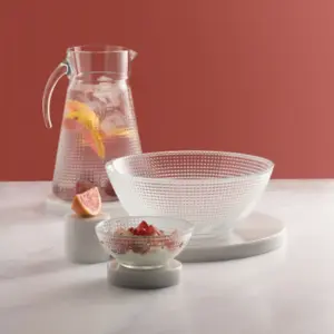 URBNLIVING 10cm Height Clear Glass Round Salad Bowl