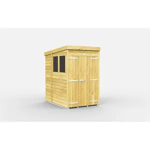 DIY Sheds 4x7 Pent Shed - Double Door With Windows