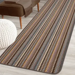 Helsinki Beige Striped Heavy duty Mat, 200cm x 67cm