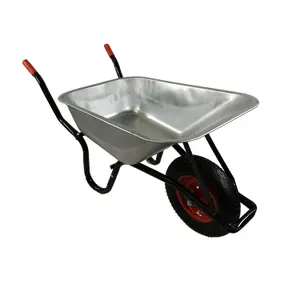 90 Litre 150kg Capacity Heavy Duty Galvanised Samuel Alexander Metal Garden Wheelbarrow with Pneumatic Tyre