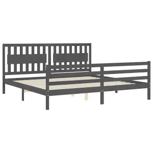 Berkfield Bed Frame with Headboard Grey 200x200 cm Solid Wood