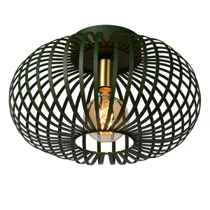 Lucide Manuela Vintage Flush Ceiling Light 39.5cm- 1xE27 - Green