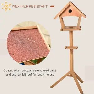 PawHut Wooden Bird Feeder Stand for Garden Backyard Decorative Pre-cut Natural