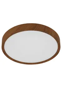 EGLO Musurita Natural Wood Effect Metal And Plastic Integrated LED Flush Fitting, (D) 34cm