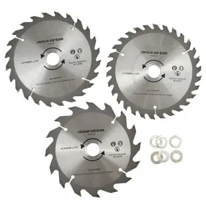 3pc 150mm TCT Circular Saw Blades 16/24/30 TPI & Adapter Rings Reducer